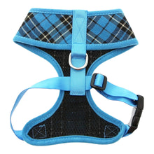 Load image into Gallery viewer, Blue Tartan Dog Harness - underside view
