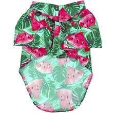 Load image into Gallery viewer, Juicy Watermelon Hawaiian Camp Shirt for Dogs underside view
