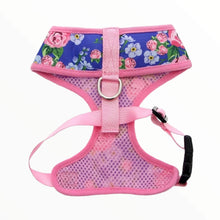 Load image into Gallery viewer, Pink and Blue Floral Burst Dog Harness inside view
