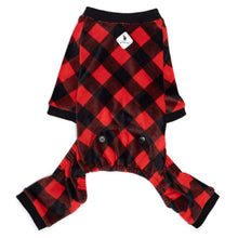 Load image into Gallery viewer, Red and Black Buffalo Dog Jammies with Reflective Logo
