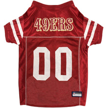 Load image into Gallery viewer, San Francisco 49ers Mesh NFL Dog Jersey features your favorite team&#39;s official colors and name
