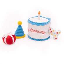 Load image into Gallery viewer, Birthday Cake Zippy Burrow Interactive Plush Dog Toy
