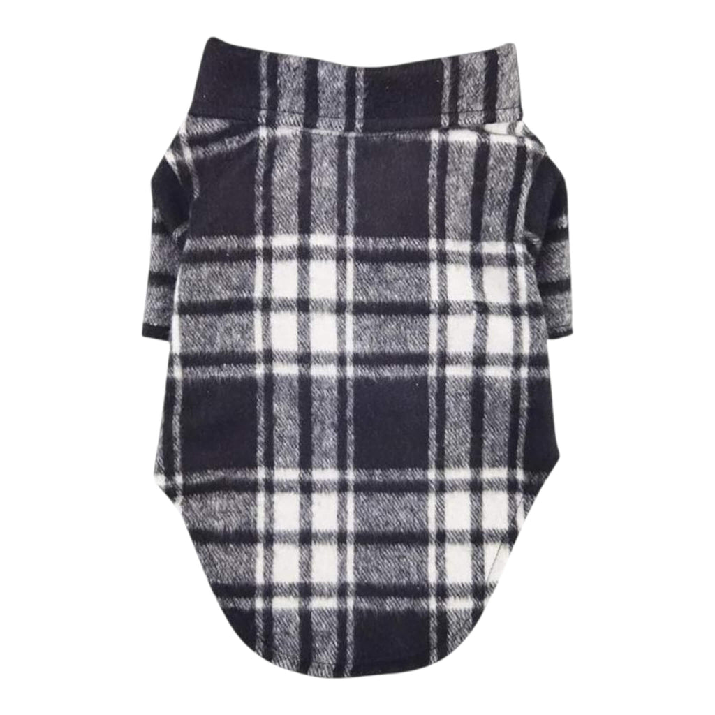Plaid patterned pet shirt on a white background