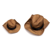 Load image into Gallery viewer, Brown Cowboy Party Hat and Toy for Dogs comes in two sizes
