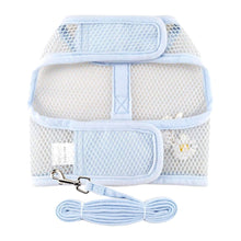 Load image into Gallery viewer, Cool Mesh Dog Harness with Leash - Blue Daisy - underside view
