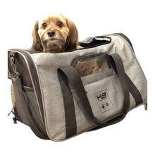 Load image into Gallery viewer, Dog looks out from the K9 Karry-On TSA Approved Pet Carrier
