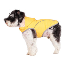 Load image into Gallery viewer, Dog models the Cumbria Yellow Dog Raincoat
