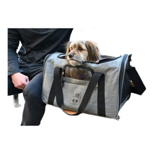 Load image into Gallery viewer, Dog peeps out from the K9 Karry-On TSA Approved Pet Carrier

