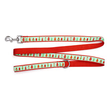 Load image into Gallery viewer, Elongated view of Green Holiday Trees Dog Leash
