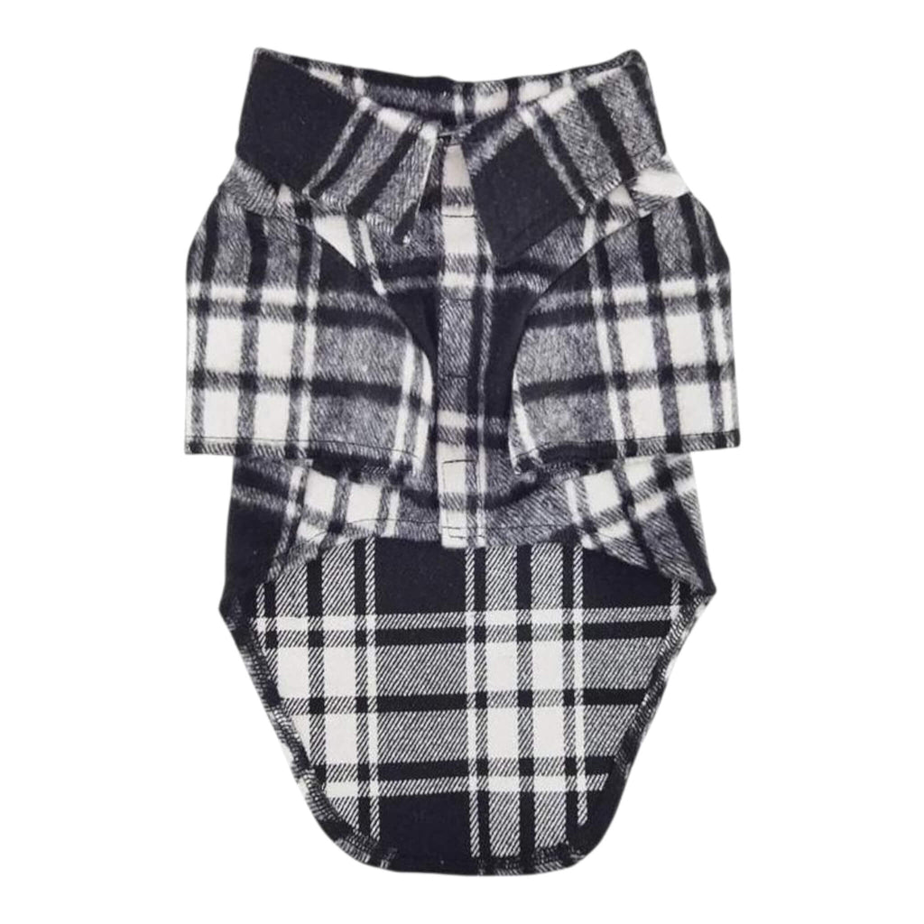 Plaid-patterned pet shirt on a white background