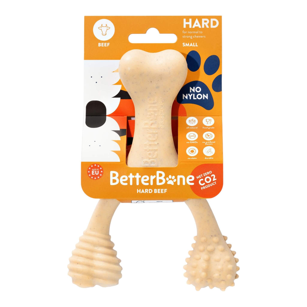 Dog chew toy with packaging labeled 'BetterBone' on a white background