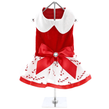 Load image into Gallery viewer, Holiday Dog Harness Dress - Candy Canes
