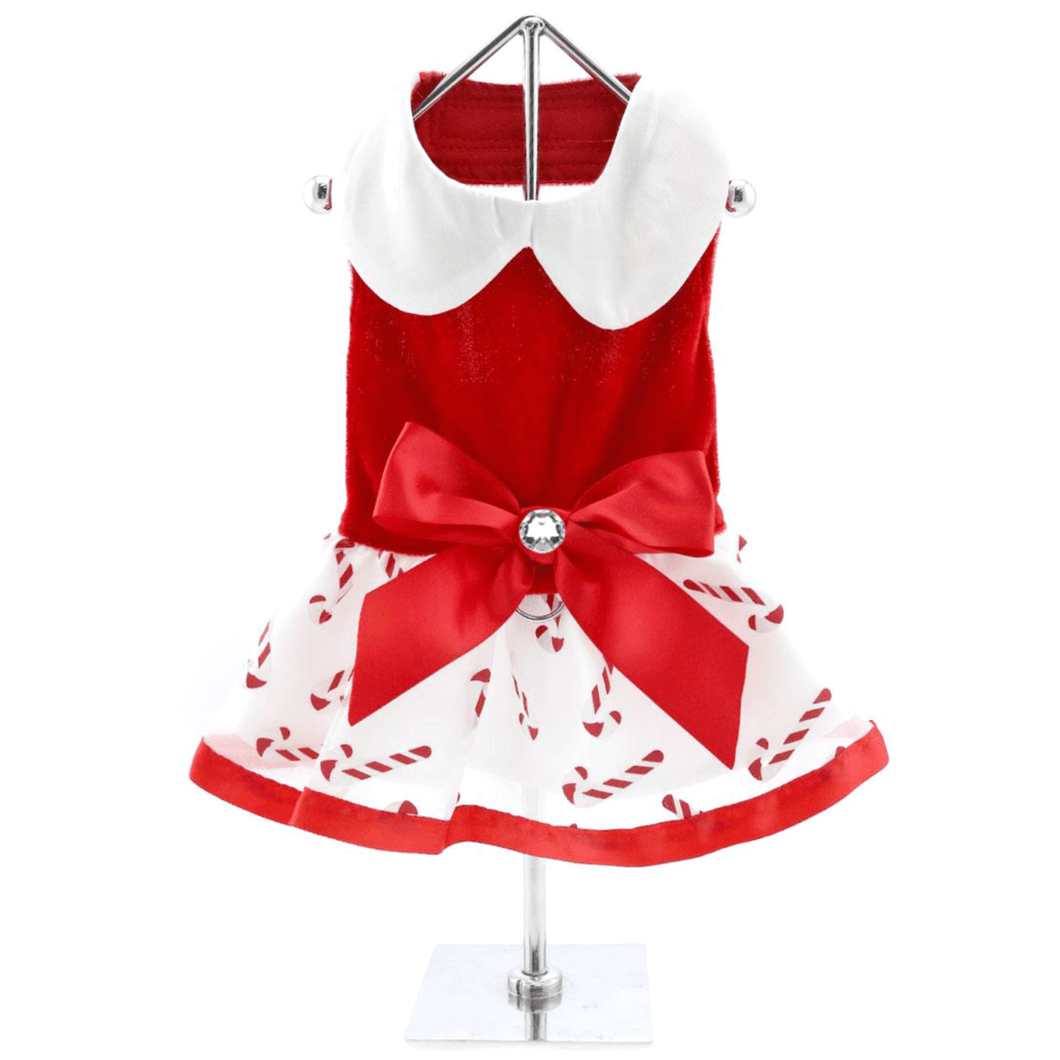 Holiday Dog Harness Dress - Candy Canes