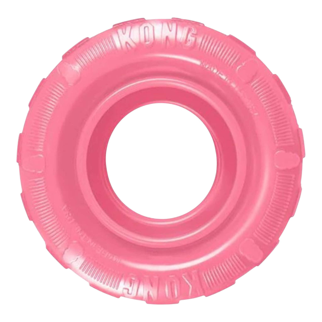 Pink rubber ring with 'KONG' branding on a white background