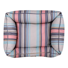 Load image into Gallery viewer, Looking down on the Pendleton All Season Kuddler Dog Bed in Coral Stripe
