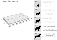 Load image into Gallery viewer, Luxury Dog Crate Mattress Size Guide
