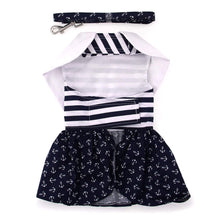 Load image into Gallery viewer, Nautical Dog Dress with Matching Leash - underside view
