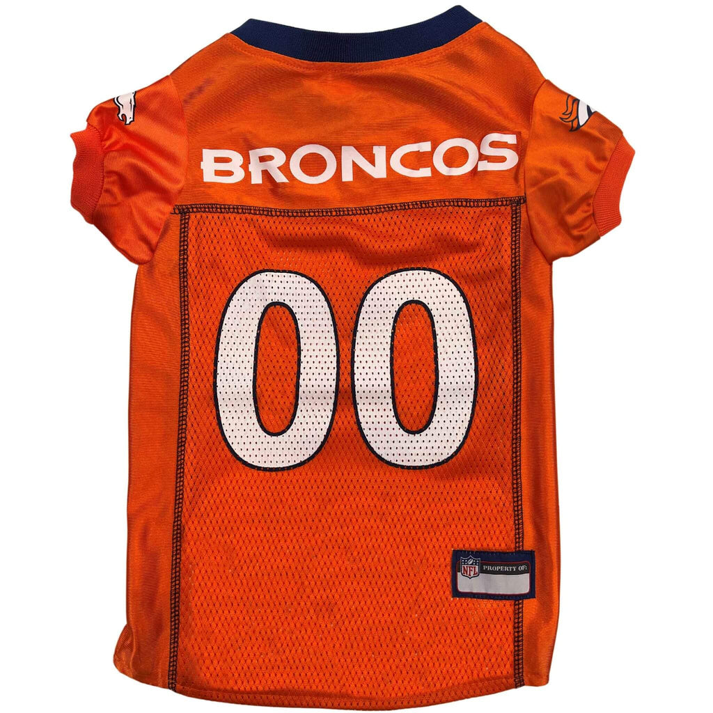Orange Broncos dog jersey with '00' on a white background