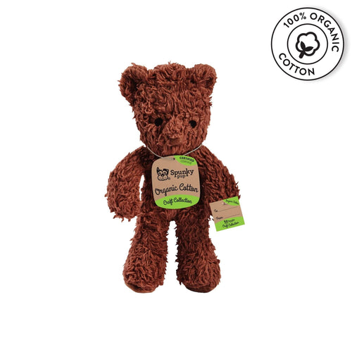 Organic Cotton Teddy Bear Dog Toy in Brown