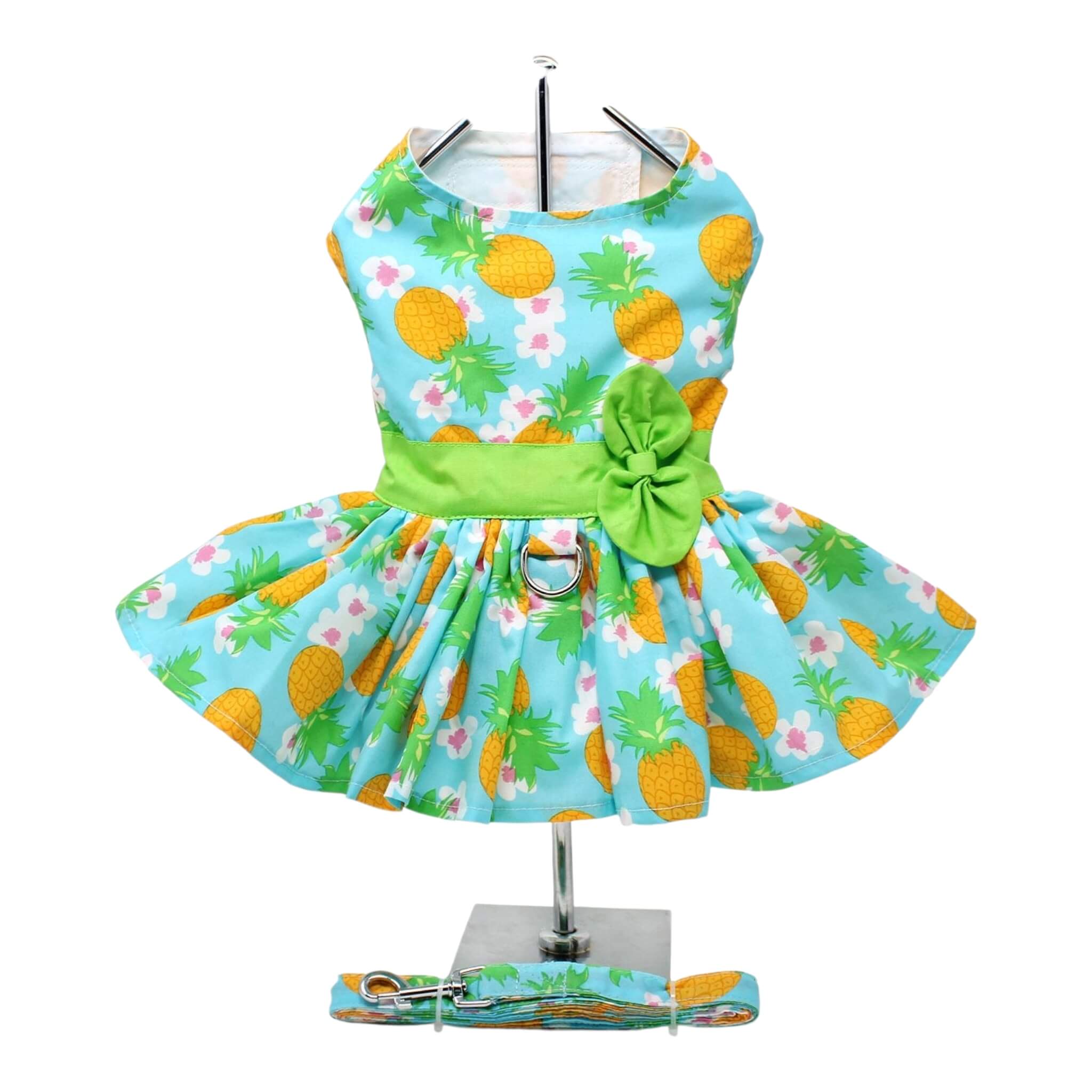 Pineapple Luau Dog Harness Dress with Matching Leash
