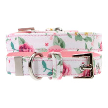 Load image into Gallery viewer, Pink Floral Cascade Fabric Dog Collar - alternative view
