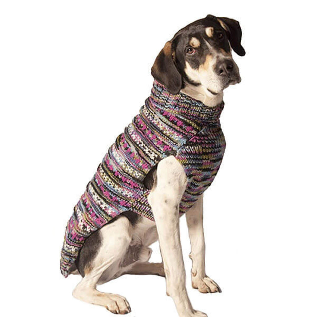 Large breed dog models Purple Woodstock Cable Knit Dog Sweater