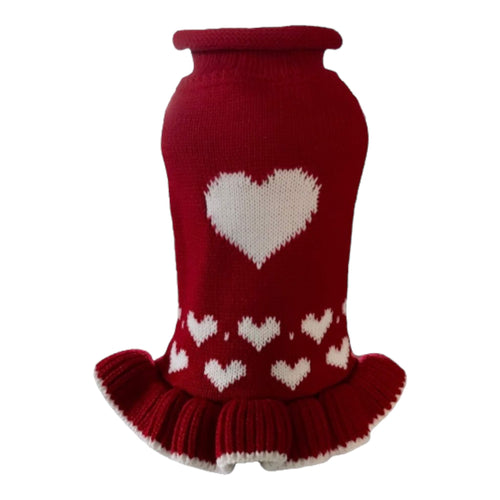 Red Heart Sweater Dog Dress