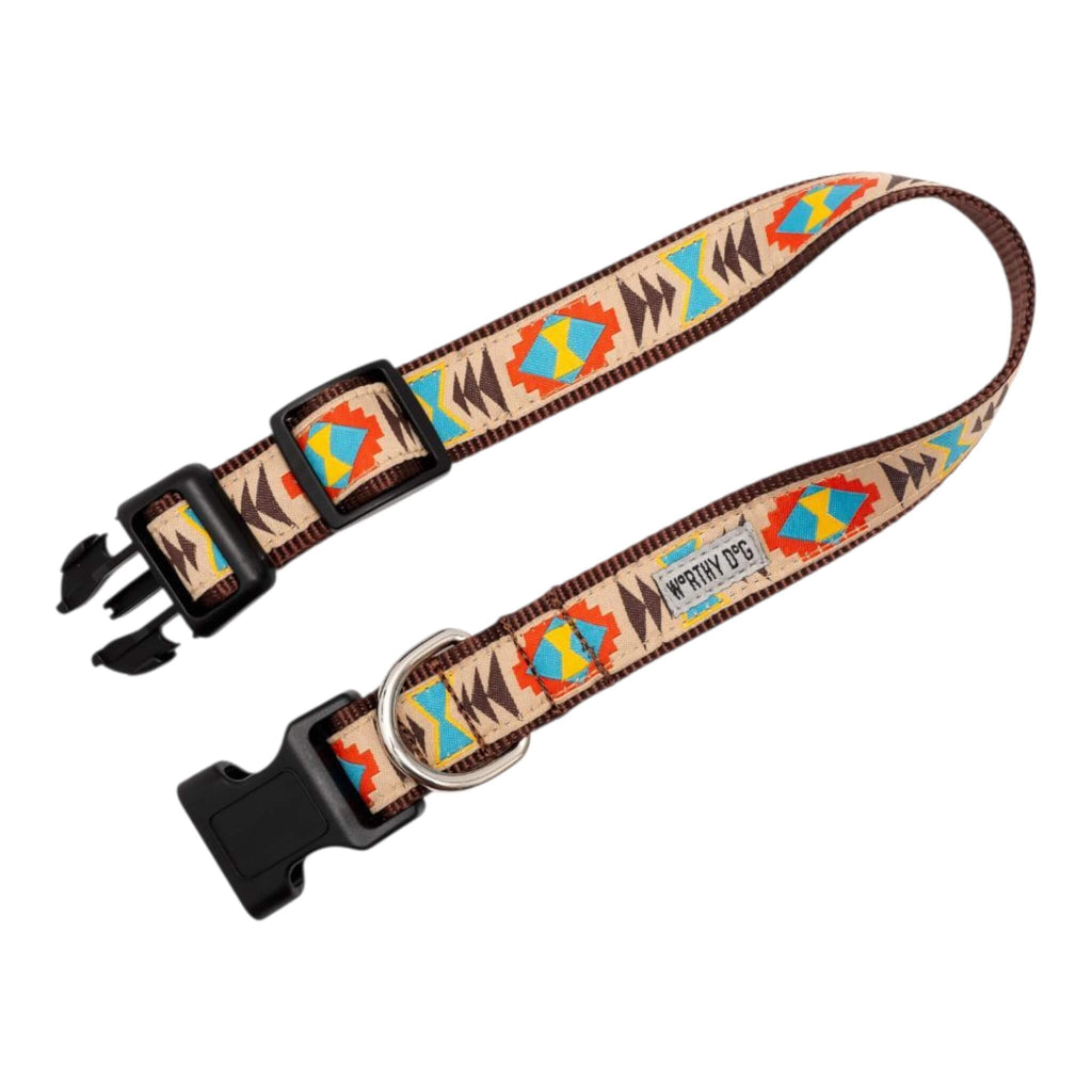 Dog collar with colorful pattern on a white background