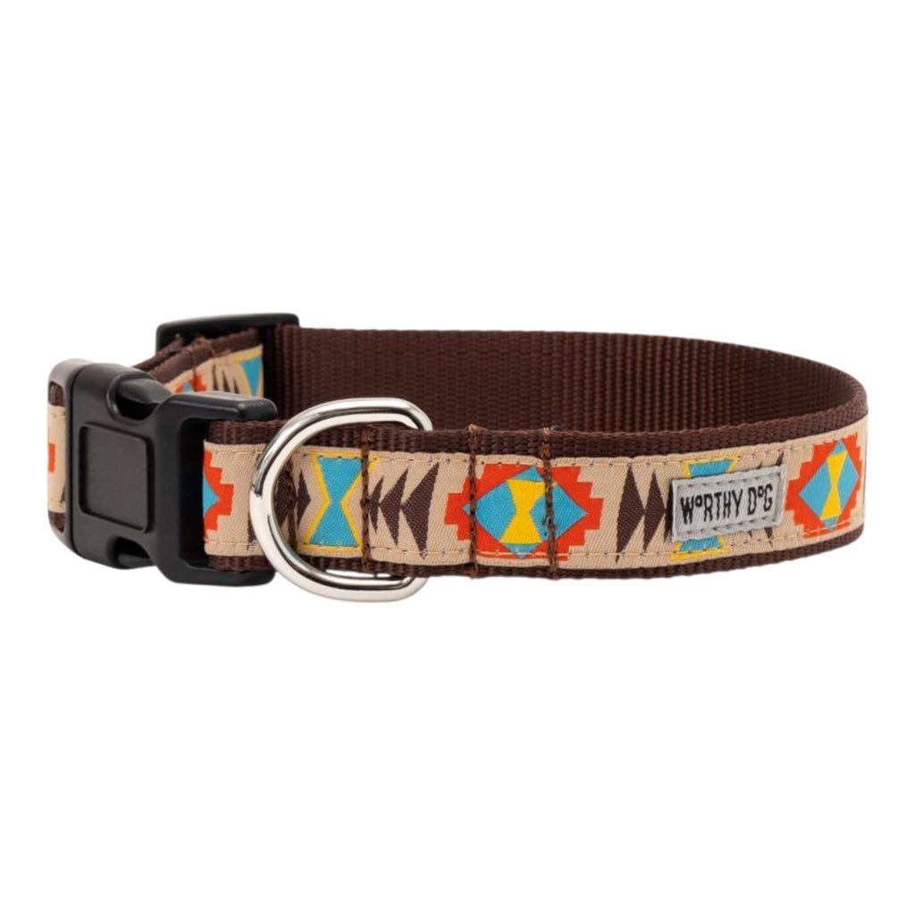Dog collar with colorful pattern on a white background