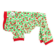 Load image into Gallery viewer, Santa Hats Fleece Dog Jammies - side view
