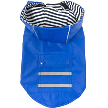 Load image into Gallery viewer, Slicker Dog Raincoat with Striped Lining - Cobalt Blue
