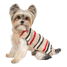 Cargar imagen en el visor de la galería, Small breed pup models Alpaca Bentley Stripe Dog Sweater
