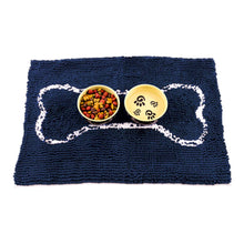 Load image into Gallery viewer, Soggy Doggy Slopmat - Navy Blue with Oatmeal Bone
