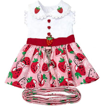 Load image into Gallery viewer, Strawberry Picnic Dog Dress with Matching Leash
