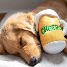 Load image into Gallery viewer, The Cheers Mug Plush Dog Toy is a perfect snuggle buddy
