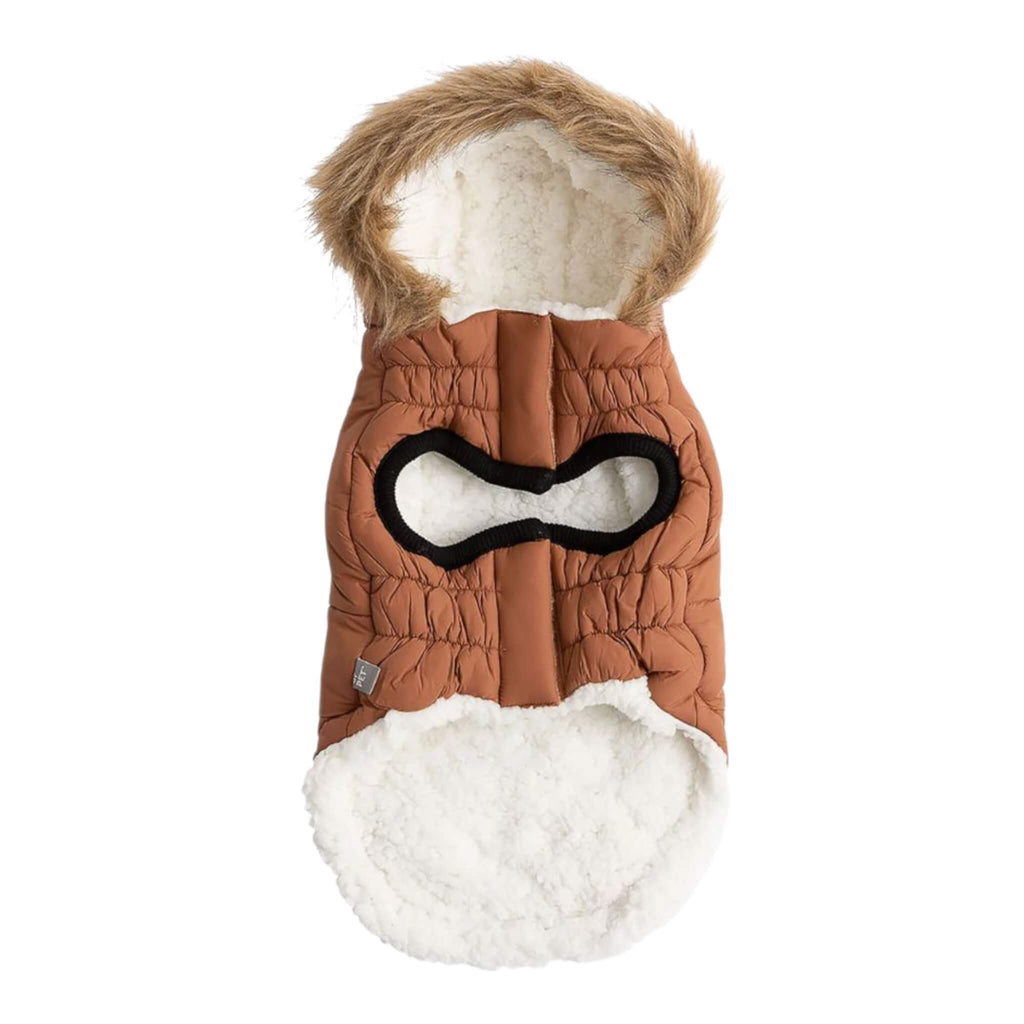 Urban Dog Parka in Caramel - inside view