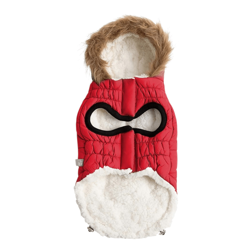 Urban Dog Parka in Red - inside view