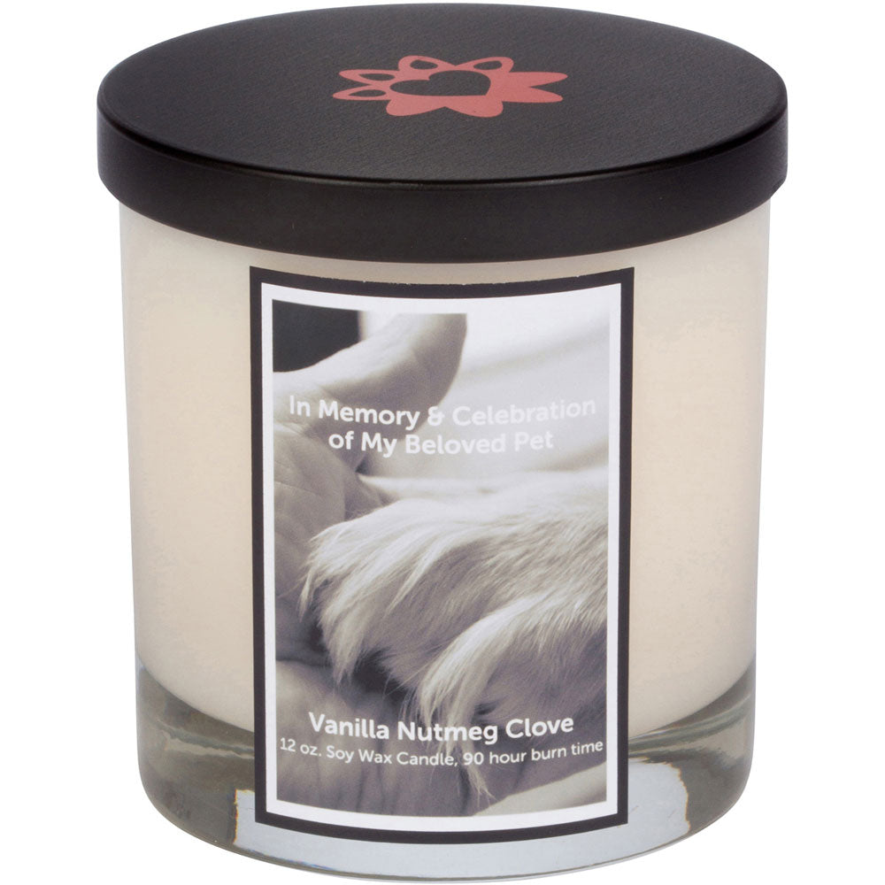 Paw in Hand Black Memorial Candle with Lid