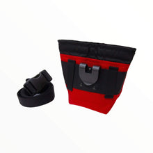 Load image into Gallery viewer, The Alamo Dog Treat Pouch in Red showing the back clasp
