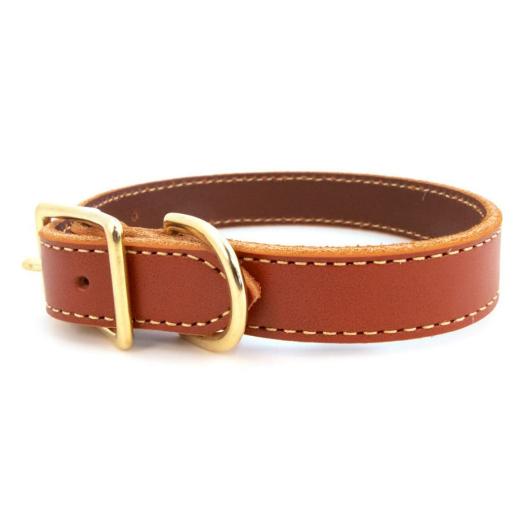 Auburn Leathercrafters Lake Country Stitched Leather Dog Collar in Tan