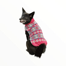 Load image into Gallery viewer, Black dog models Alpaca Rose Fair Isle Dog Sweater
