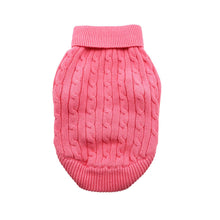 Load image into Gallery viewer, candy-pink-combed-cotton-cable-knit-dog-sweater
