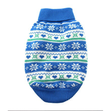 Cargar imagen en el visor de la galería, Combed Cotton Snowflakes and Hearts Dog Sweater in Blue
