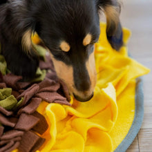 Load image into Gallery viewer, Dog Enjoys His Yellow Sunflower Snuffle Feeding Mat
