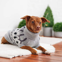 Cargar imagen en el visor de la galería, Dog is Warm and Cozy Wearing Heritage Turtleneck Dog Sweater in Grey Mix
