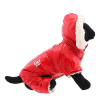 Load image into Gallery viewer, Dog Mannequin Models Ruffin It Dog Snow Suit with Removable Hood
