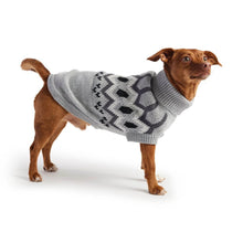 Load image into Gallery viewer, Dog Warms Up in Heritage Turtleneck Dog Sweater in Grey Mix
