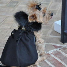 Load image into Gallery viewer, Black Wool Fur-Trimmed Dog Harness Coat - UKUSCAdoggie
