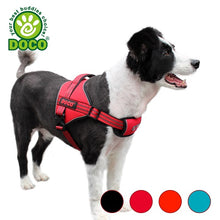 Load image into Gallery viewer, dog-wears-doco-vertex-power-harness-in-red-and-color-chart
