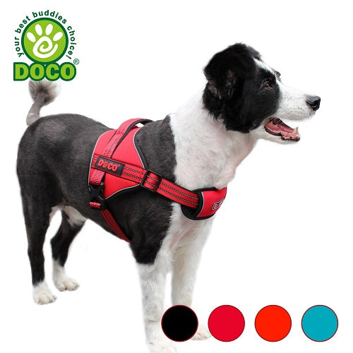 dog-wears-doco-vertex-power-harness-in-red-and-color-chart